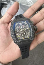 Super Clone RM11-03 Black Magic Richard Mille NTPT Carbon Fiber Full Skeleton 7750 image 3