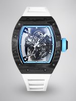Best Super Clone RICHARD MILLE RM 055 Skeleton Watch - Swiss Movement Super Clone, Carbon Fiber Case, Sporty White Rubber Strap image 1