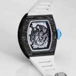 Best Super Clone RICHARD MILLE RM 055 Skeleton Watch - Swiss Movement Super Clone, Carbon Fiber Case, Sporty White Rubber Strap image 8