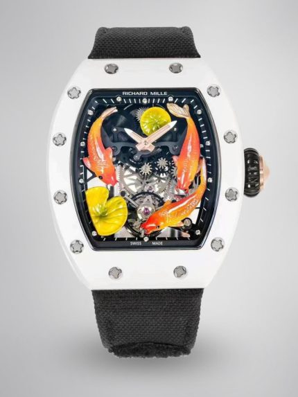 Richard Mille Super Clone RM S10 Koi Tourbillon Watch with White Ceramic Case image 1