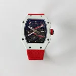 UMI RM 67-02 Charles Leclerc Skeleton Dial White Carbon Red Fabric Strap Super Clone Watch image 2