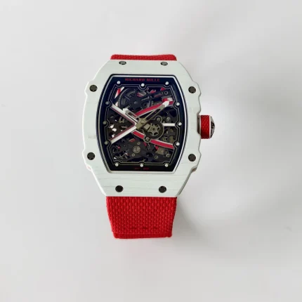 UMI RM 67-02 Charles Leclerc Skeleton Dial White Carbon Red Fabric Strap Super Clone Watch image 2