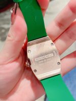Luxury Super Clone Richard Mille RM 007 Ladies Diamond Set Green Strap Watch – Black Dial, Green Rubber Strap image 8