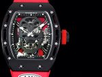 Super Clone Richard Mille RM052 Titanium Skeleton Tourbillon Watch with Red Rubber Strap image 3