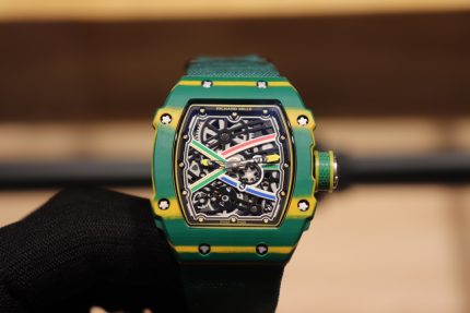 Best Super Clone Richard Mille RM 67-02 Skeleton Dial Watch With Green Fabric Strap image 2
