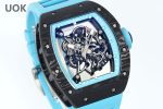 Best Super Clone RICHARD MILLE RM 055 – Swiss Movement Super Clone with Carbon Case & Blue Rubber Strap image 5