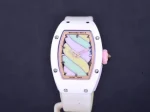Richard Mille RM 07-03 Super Clone, White Ceramic Case Pastel Swirl Dial White Rubber Strap Luxury Ladies Wristwatch image 3
