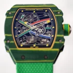 UMI RM 67-02 Van Niekerk Green Carbon Yellow Bezel Green Fabric Strap Super Clone Watch image 6