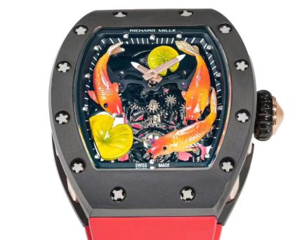 Super Clone Richard Mille RM S10 Koi Tourbillon Watch – Red Rubber Strap, Quality image 2