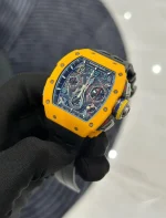 Super Clone Richard Mille RM 65-01 McLaren W1 Yellow Automatic Skeleton Watch image 6