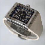 UMI RM 16-02 Extra Flat Brushed Titanium Beige Rubber Strap Super Clone Watch image 3