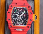 Best Richard Mille RM 50-03 Mclaren Super Clone Red Strap Watch For Men – Red Carbon Skeleton Dial with Swiss Movement image 3