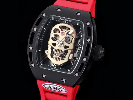 Best Swiss Super Clone RICHARD MILLE RM 52 Watch – Skeleton Tourbillon, Red Strap image 2