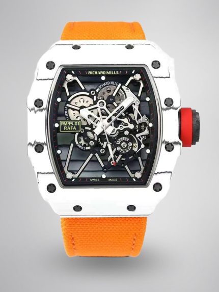 Swiss Richard Mille RM 35-01 Rafael Nadal Super Clone Watch – White NTPT Carbon Case image 1