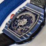 UMI RM 67-02 Fernando Alonso Blue Carbon Case Yellow Bezel Blue Fabric Strap Super Clone Watch image 9