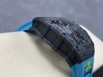 Super Clone Richard Mille RM 35-02 Swiss NTPT Carbon Fiber Case, Blue Rubber Strap Watch image 5