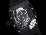 Swiss Richard Mille RM 052 Super Clone Watch – Skeleton Tourbillon, Skull Face, Black Rubber Strap, Quality image 8