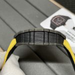Swiss Super Clone Richard Mille RM 12-01 Tourbillon Watch – Bold Yellow Fabric Strap, Carbon Fiber Barrel Case, Skeleton Dial image 7