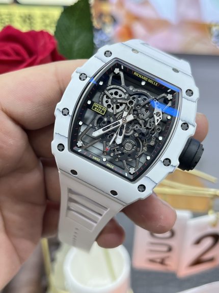 Best Super Clone RICHARD MILLE RM35-01 White Carbon Skeleton Dial Watch – Super Clone Quality image 2