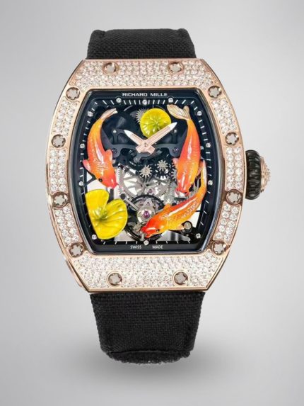 Super Clone Richard Mille RM S10 Koi Tourbillon Watch - Rose Gold & Diamond image 1