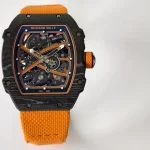 UMI Richard Mille RM 67-02 McLaren Lando Norris Black Carbon TPT Orange Fabric Strap Super Clone Watch image 5