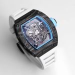 Best Super Clone RICHARD MILLE RM 055 Skeleton Watch - Swiss Movement Super Clone, Carbon Fiber Case, Sporty White Rubber Strap image 5