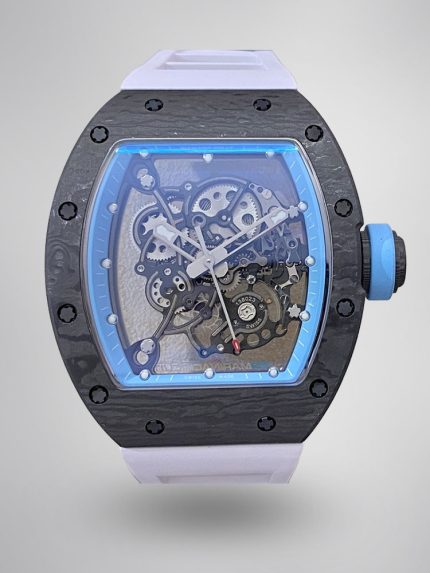 Super Clone Richard Mille RM055 NTPT Carbon Fiber Light Blue Skeleton Dial Super Clone Watch image 1
