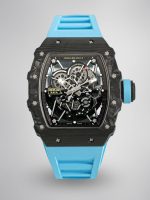 Super Clone Richard Mille RM 35-02 Swiss NTPT Carbon Fiber Case, Blue Rubber Strap Watch image 1