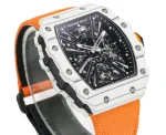 Richard Mille RM 12-01 Tourbillon Super Clone - White Carbon Fiber Orange Strap image 4