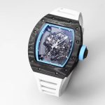 Best Super Clone RICHARD MILLE RM 055 Skeleton Watch - Swiss Movement Super Clone, Carbon Fiber Case, Sporty White Rubber Strap image 4