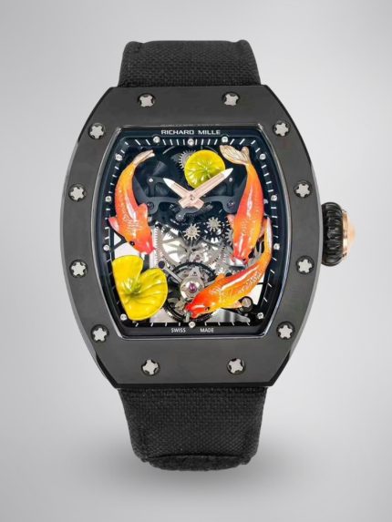 Swiss RICHARD MILLE RM S10 Super Clone – Koi Tourbillon, Black Steel Case, Sport Style image 1