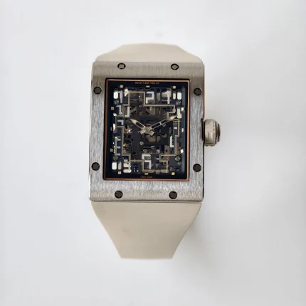 UMI RM 16-02 Extra Flat Brushed Titanium Beige Rubber Strap Super Clone Watch image 2