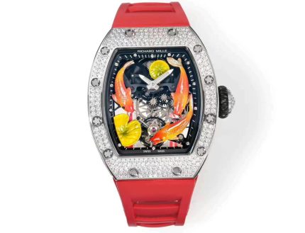 Super Clone Super Clone RICHARD MILLE RM S10 Koi Fish Tourbillon Watch Diamond Case Red Strap Swiss Quality image 2