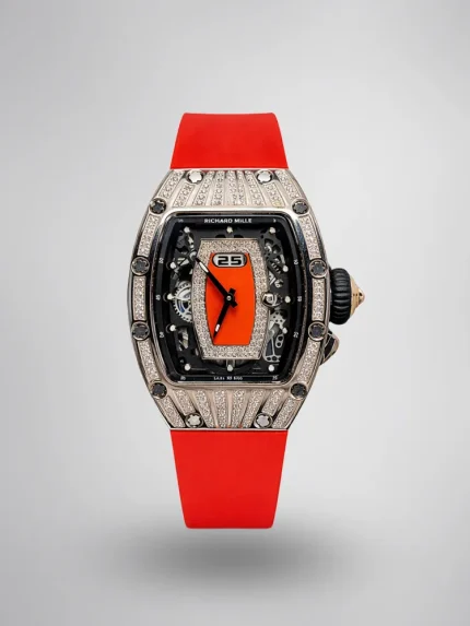 Richard Mille RM 037 Super Clone Diamond-Set Case Red Rubber Strap Luxury Ladies Wristwatch image 1