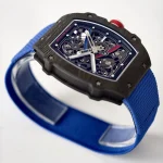 UMI Richard Mille RM 67-02 Automatic Carbon TPT Case Blue Elastic Fabric Strap Super Clone Watch image 3
