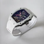 UMI RM 67-02 White Quartz TPT Carbon Case White Fabric Strap Skeleton Super Clone Watch image 4