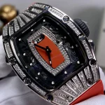 Richard Mille RM 037 Super Clone Diamond-Set Case Red Rubber Strap Luxury Ladies Wristwatch image 5