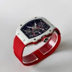 UMI RM 67-02 Charles Leclerc Skeleton Dial White Carbon Red Fabric Strap Super Clone Watch image 4