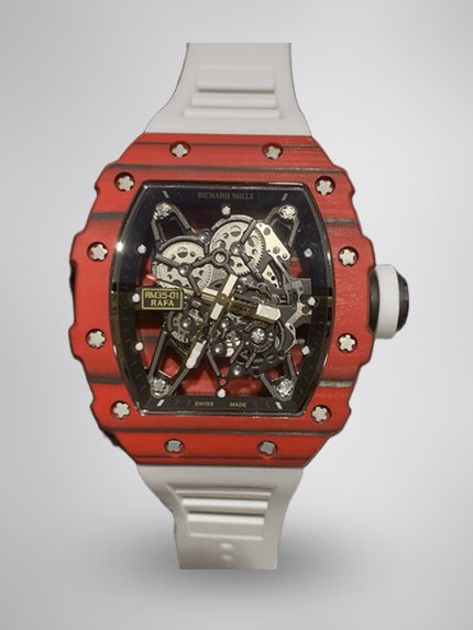 Swiss Richard Mille RM 35-01 Super Clone Rafael Nadal Red Case Watch – Carbon Fiber Case, Luxury Sport Design image 1
