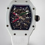 UMI RM 67-02 White Quartz TPT Carbon Case White Fabric Strap Skeleton Super Clone Watch image 1