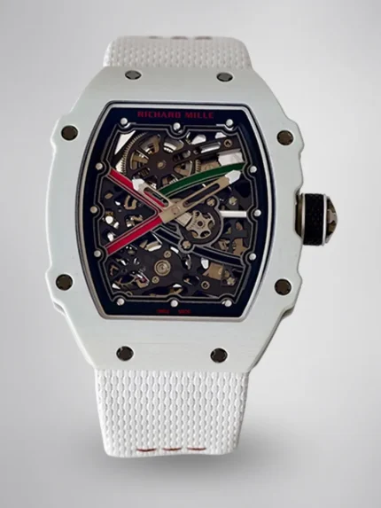 UMI RM 67-02 White Quartz TPT Carbon Case White Fabric Strap Skeleton Super Clone Watch image 1