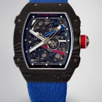 UMI Richard Mille RM 67-02 Automatic Carbon TPT Case Blue Elastic Fabric Strap Super Clone Watch image 1
