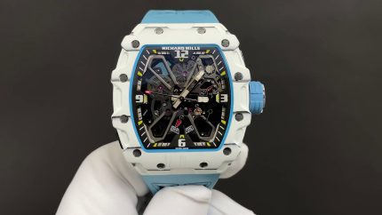 Best Swiss Richard Mille RM 35-03 Super Clone Rafael Nadal Watch for Men | White Carbon Fiber Case | Blue Strap image 2