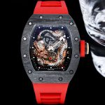 Swiss Super Clone Richard Mille RM 57-03 Dragon Skeleton Dial, Carbon Fiber Case, Red Rubber Strap Luxury Watch image 2