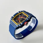 UMI RM 67-02 Fernando Alonso Blue Carbon Case Yellow Bezel Blue Fabric Strap Super Clone Watch image 4