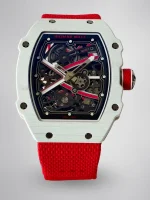 UMI RM 67-02 Charles Leclerc Skeleton Dial White Carbon Red Fabric Strap Super Clone Watch image 1