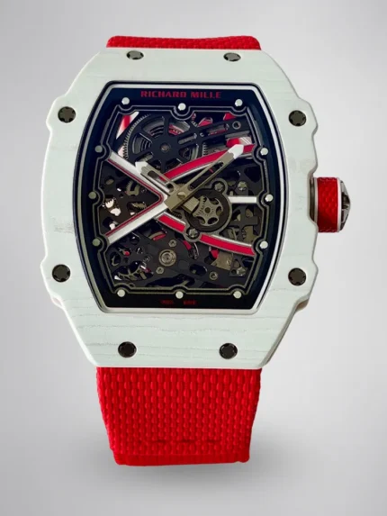 UMI RM 67-02 Charles Leclerc Skeleton Dial White Carbon Red Fabric Strap Super Clone Watch image 1
