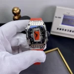 Richard Mille RM 037 Super Clone Diamond-Set Case Red Rubber Strap Luxury Ladies Wristwatch image 2