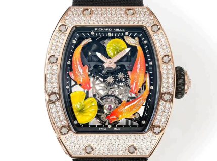 Super Clone Richard Mille RM S10 Koi Tourbillon Watch - Rose Gold & Diamond image 2