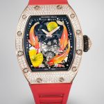 Super Clone Richard Mille RM S10 Koi Tourbillon Watch Rose Gold with Diamond - Red Rubber Strap image 1